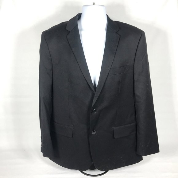 Linea Uomo Black 100% Wool 2 Button Suit Blazer Sport Coat Suit Jacket Mens 42R - Picture 1 of 10